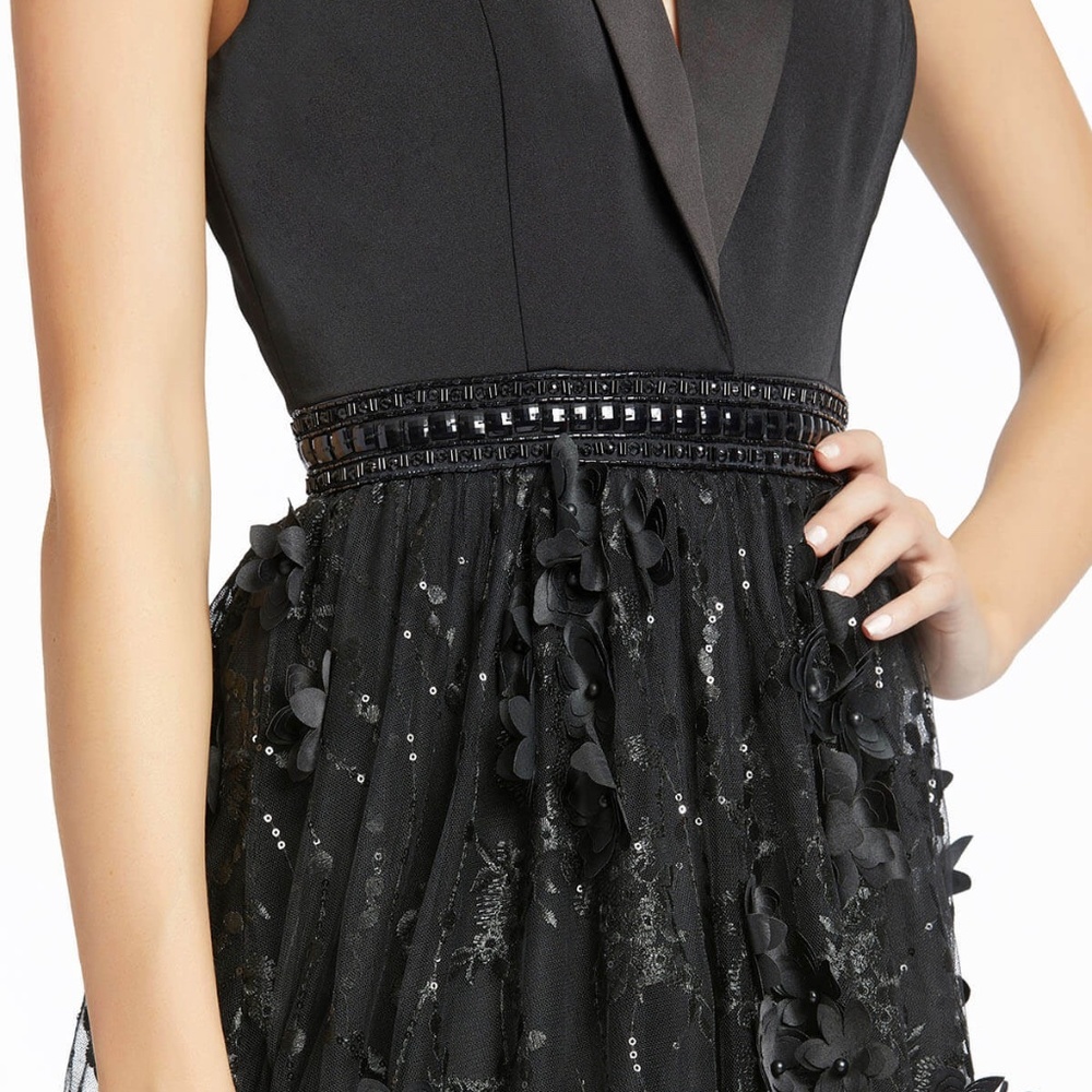 TUXEDO INSPIRED FLORAL EMBROIDERED GOWN - Picture 3 of 12
